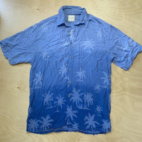 Saddlebred Hawaiian Button Up Shirt Size M Palm Tree Print Summer Linen - Picture 3 of 5